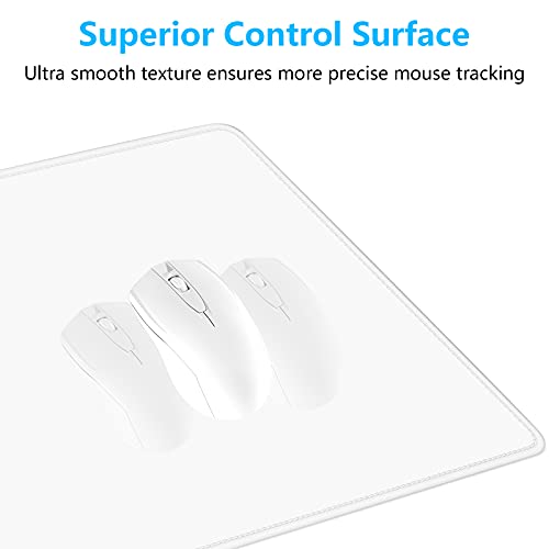 Dapesuom Large Gaming Mouse Pad, Extended Mouse Mat with Stitched Edges, Full Size Keyboard Pad with Non-Slip Base, Big XXL Computer Desk Mats for Gamer, Laptop, Office, 35.5 x 15.7in, Ivory White - Image 3