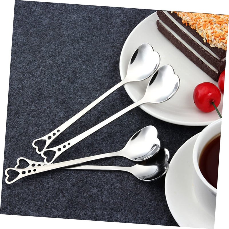 HANABASS Heart Shaped Stirring Spoons 10 Piece Stainless Steel Set For Dessert Cake Coffee Metal Perfect For Office Home And Parties - Image 4