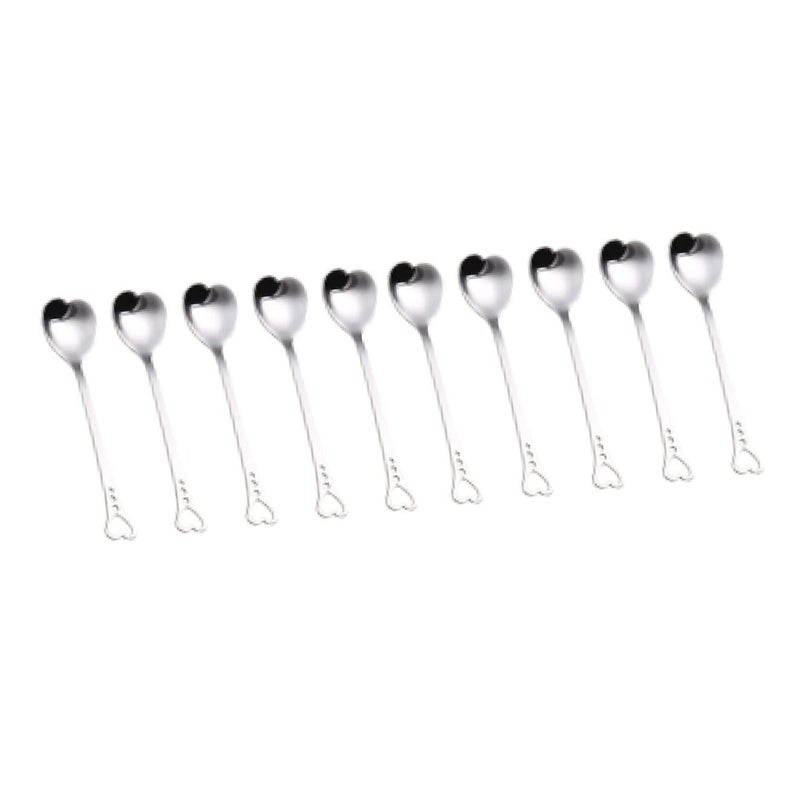 HANABASS Heart Shaped Stirring Spoons 10 Piece Stainless Steel Set For Dessert Cake Coffee Metal Perfect For Office Home And Parties - Image 2