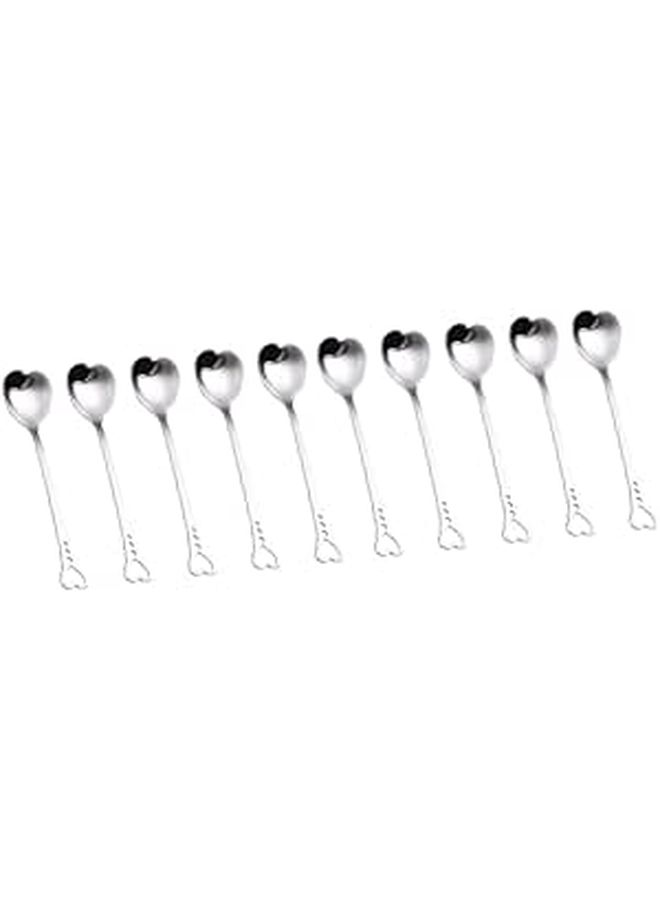 HANABASS Heart Shaped Stirring Spoons 10 Piece Stainless Steel Set For Dessert Cake Coffee Metal Perfect For Office Home And Parties - Image 1