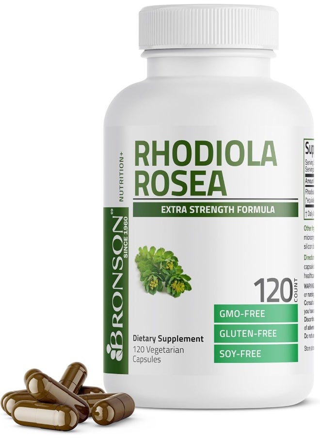 Bronson Rhodiola Rosea 1000Mg Supplement - Adaptogenic Herb For Brain, Stress & Mood Support - Non-Gmo, 120 Vegetarian Capsules  - Image 1