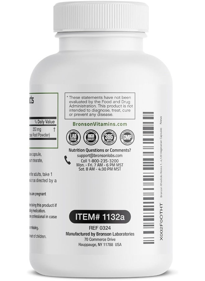 Bronson Rhodiola Rosea 1000Mg Supplement - Adaptogenic Herb For Brain, Stress & Mood Support - Non-Gmo, 120 Vegetarian Capsules  - Image 5