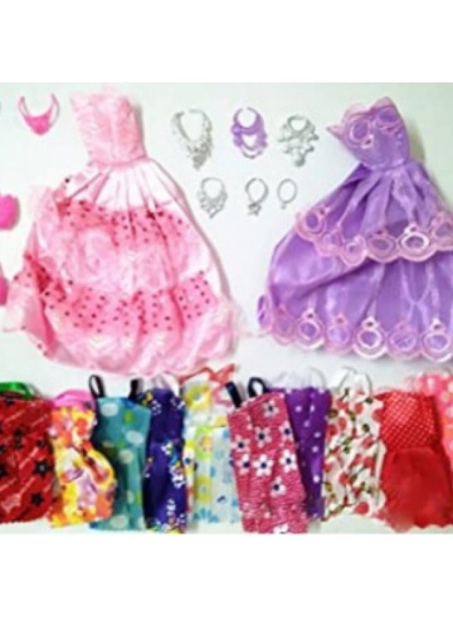 11.5 Inch 30cm Doll Clothes Wedding Dress Skirt Crown Necklace Bag Girl Princess Toy Accessories-Height:Set Of 22