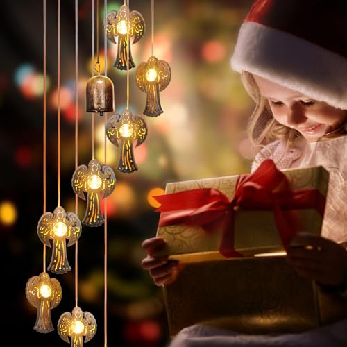 esgarden Solar Angel Wind Chimes OutdoorSolar 8 LED Angel Wind Chimes for OutsideHanging Lights Warm LEDOutdoor Angel DecorAngel Gifts for Wife Mother Grandmom Christmas - Image 3