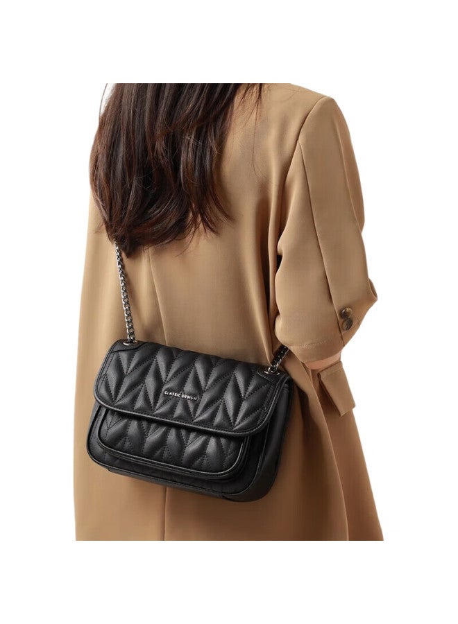 Viney Cowhide Leather Crossbody Bag With Chain Strap, Luxury Shoulder Bag For Women, Perfect Gift For New Year, Birthday, Girlfriend, Wife - Image 3