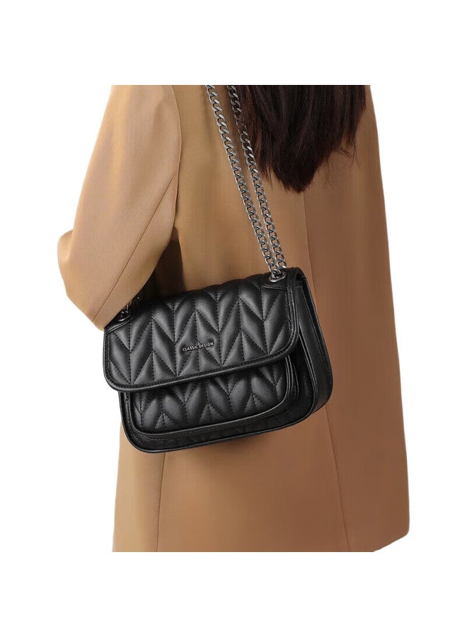 Viney Cowhide Leather Crossbody Bag With Chain Strap, Luxury Shoulder Bag For Women, Perfect Gift For New Year, Birthday, Girlfriend, Wife - Image 2