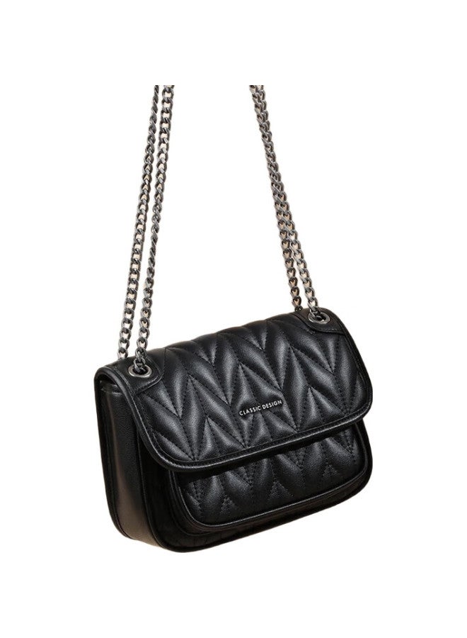 Viney Cowhide Leather Crossbody Bag With Chain Strap, Luxury Shoulder Bag For Women, Perfect Gift For New Year, Birthday, Girlfriend, Wife - Image 1