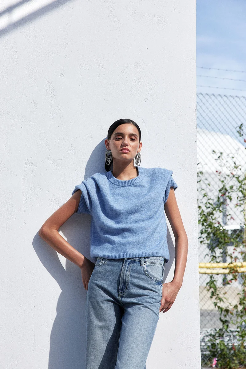 H&M Short-Sleeved Fine-Knit Top