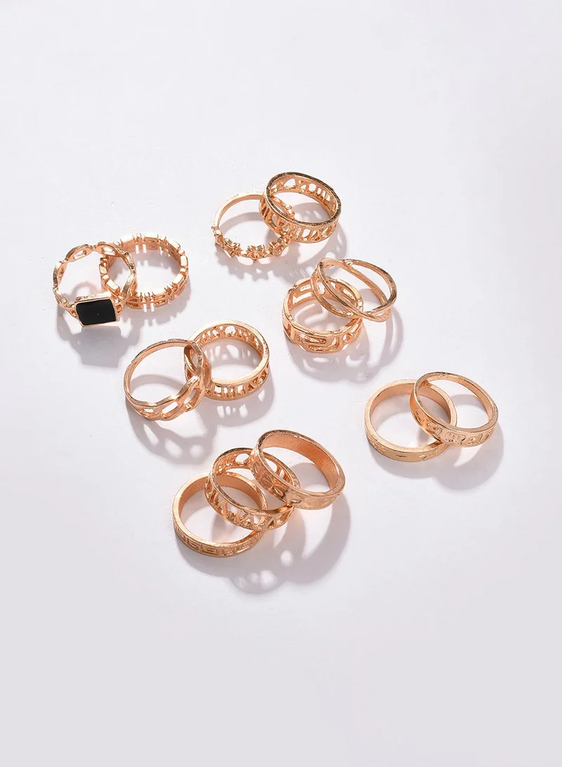 SOHI Set of 13 Stone Studded Artificial Finger Ring Jewellery