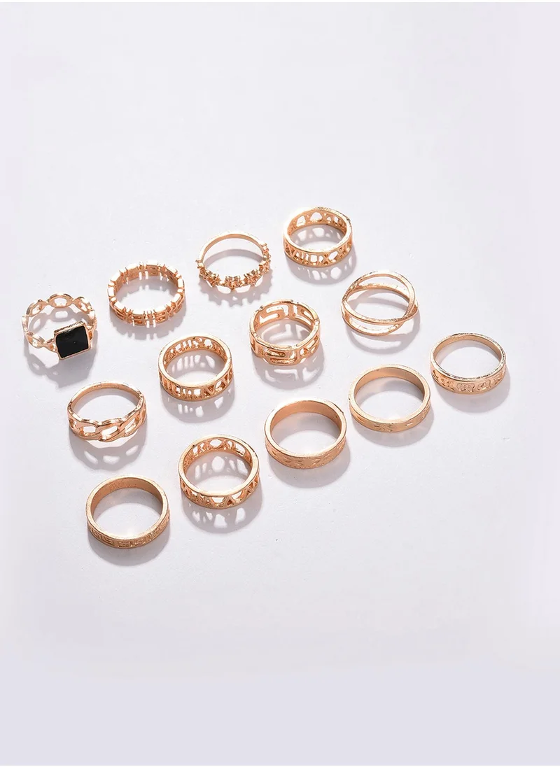 سوهي Set of 13 Stone Studded Finger Ring