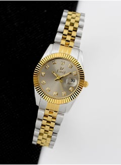 Gold silver bracelet with gray dial