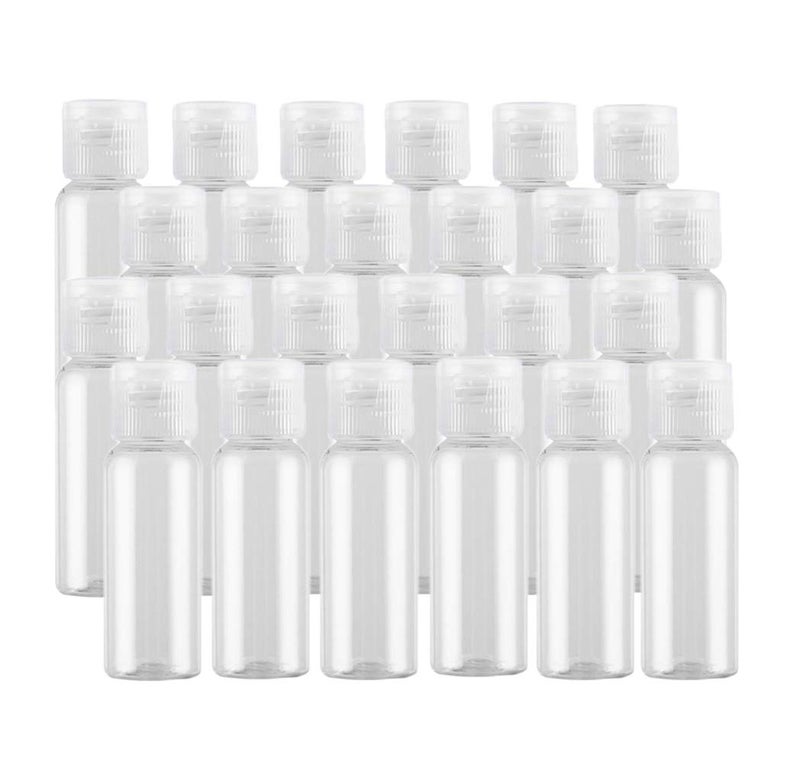 0.5oz Mini Clear Plastic Empty Bottle with Flip Cap Small Travel Bottles Storage Containers Jars for Cosmetic Sample Lotion Shower Gel Emulsion Toiletries - BPA-free - Set of 24