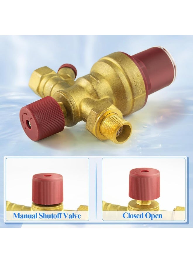 Biella Brass Automatic Water Heater Filling Valve With Built In Multifunctional All-In-On Prv Nrv Strainer And Shut-Off 1/2 Inlet And Outlet Boiler Inlet Valve For Solar Water Heater System - Image 5