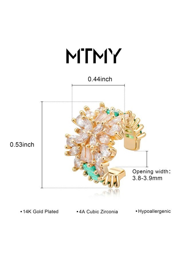 MTMY 14K Gold Plated Ear Cuff Earrings for Women Non Piercing Cubic Zirconia Sparkling Ear Cuffs Clip On Cartilage Hypoallergenic Earrings Jewelry Gifts(chain,pair) - Image 5
