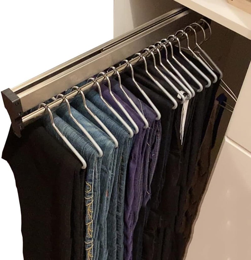 FKKPRVAX Closet Clothes Hanger Rail,Pull-out Closet Rod 30-60cm,Wardrobe Clothing Rail,Closet Organizer Rack for Pants and Coat (800mm/31.5inch) - Image 1