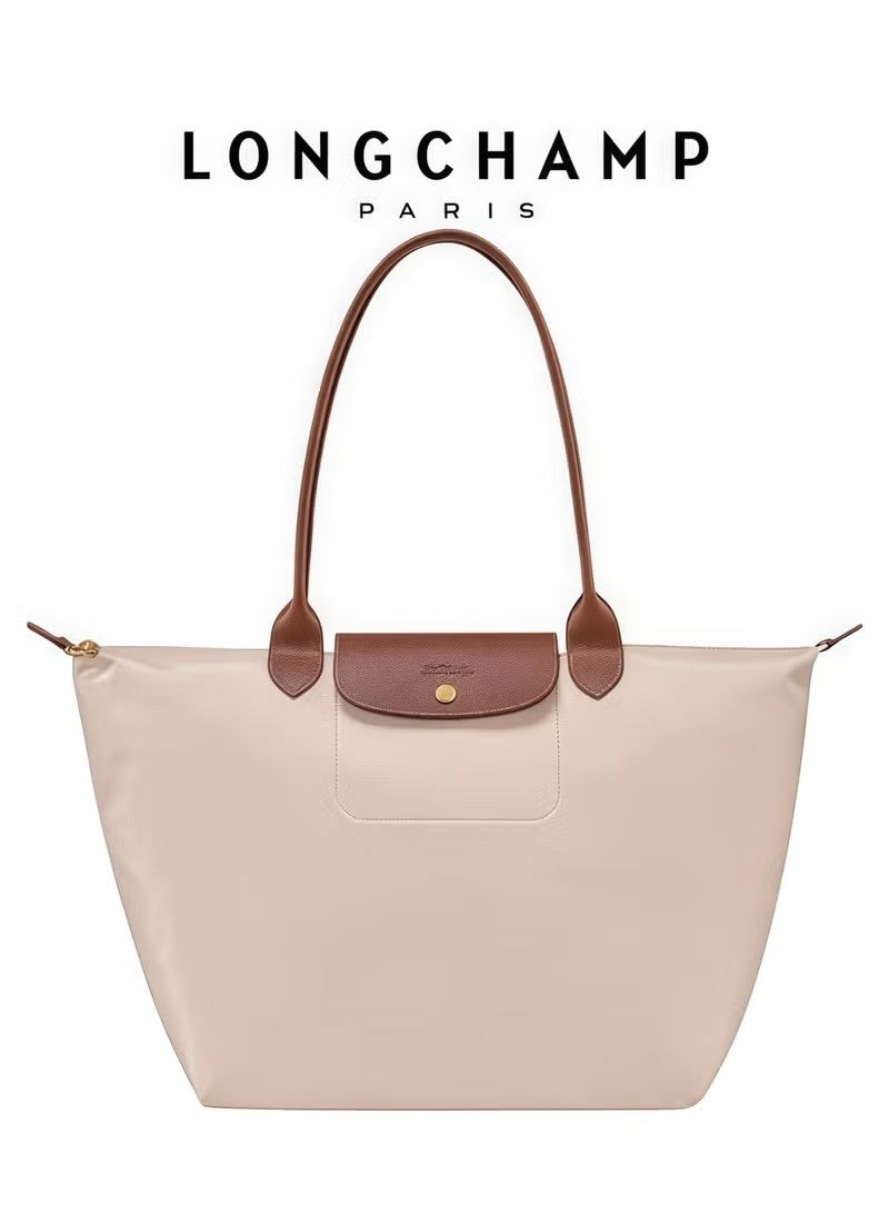 Longchamp Women’s Camera Shoulder Bag | Large Capacity Tote | Recycled Polyamide Canvas | Leather Trim | Zip Closure | 28cm Soft-Pink - Image 1
