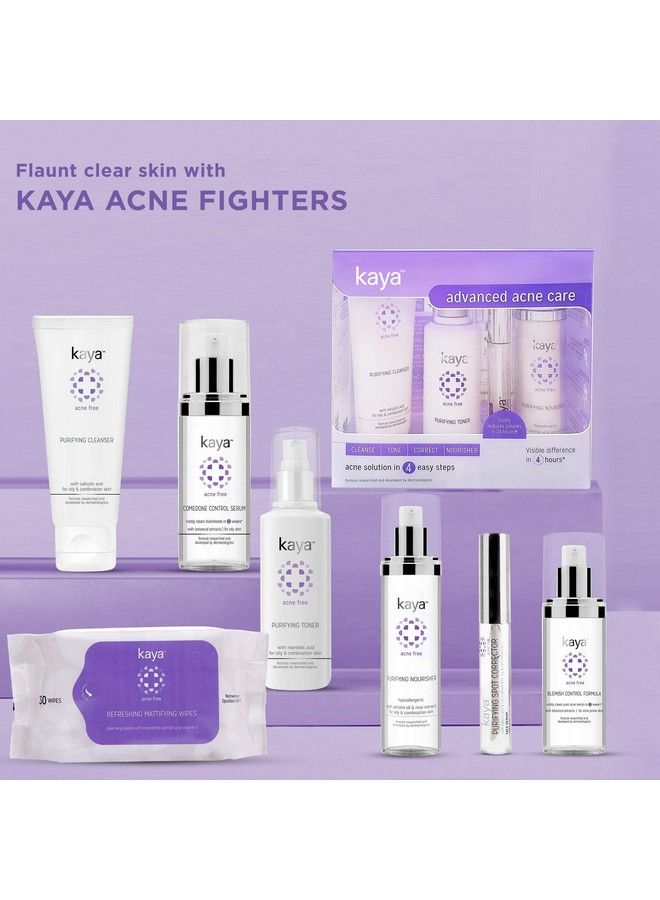 Kaya Clinic Kaya Advanced Acne Care Kit; Includes Acne Cleanser + Acne Toner + Acne Moisturizer + Spot Corrector; For Oily & Combination Skin; Acne Kit; Acne & Pimple Prone Skin; Set Of 4 Items - Image 5