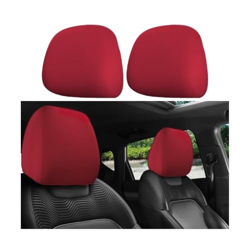 KHGUZ Car Headrest Covers 2PCS AntiDirty Vehicle Head Rest Protector Reusable Flexible Automotive Interior Seat Pillow Protective Covering Accessories Universal for SUV Sedan Truck Wine Red - Image 1
