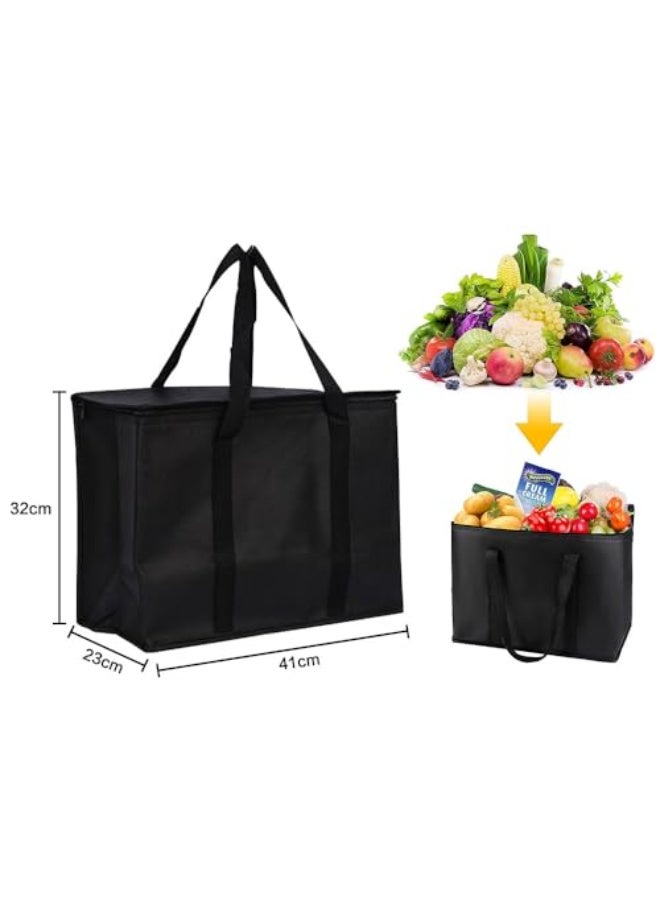JZS Insulated Reusable Grocery Bags, 2 Pack Collapsible Cooler Bag for Groceries, Heavy Duty Large Insulated Bag - Image 2