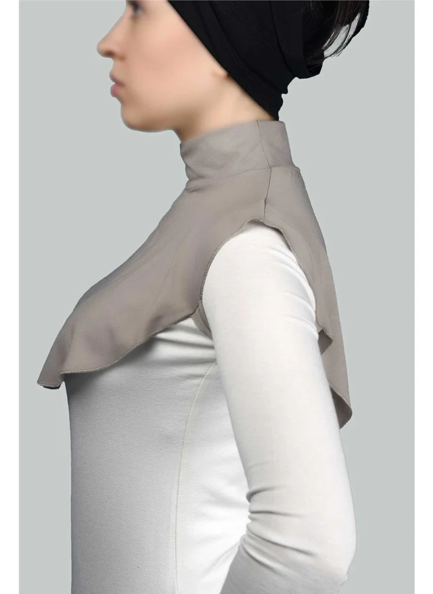 التوبة Plain Turtleneck Turtleneck Combed Cotton Hijab Neck Collar - Light Mink