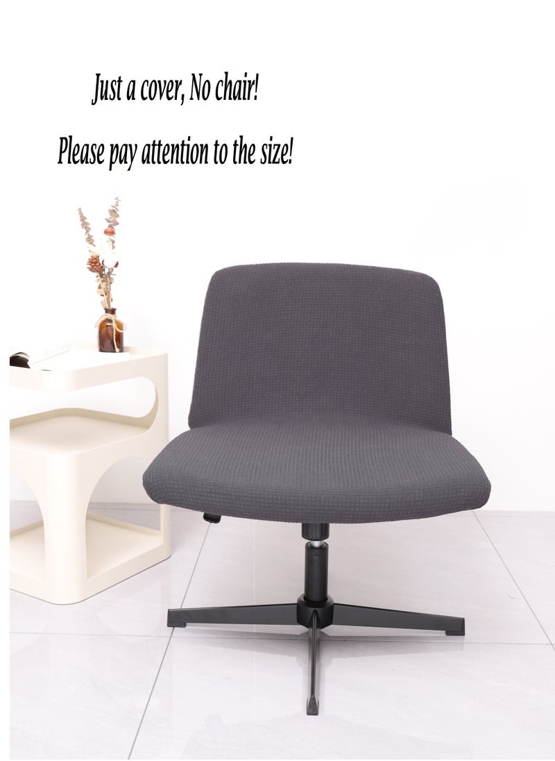 Generic Waterproof Armless Chair Slipcover Stretch Criss Cross Slip Cover Accent Chair Covers Jacquard Wide Seat Office Desk Chair Cover for Swivel Task Vanity Furniture Mid Back Accent Chair Cover(Just a cover, No chair)  - Image 1