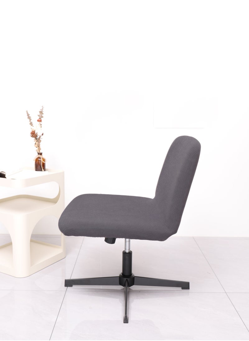 Generic Waterproof Armless Chair Slipcover Stretch Criss Cross Slip Cover Accent Chair Covers Jacquard Wide Seat Office Desk Chair Cover for Swivel Task Vanity Furniture Mid Back Accent Chair Cover(Just a cover, No chair)  - Image 2