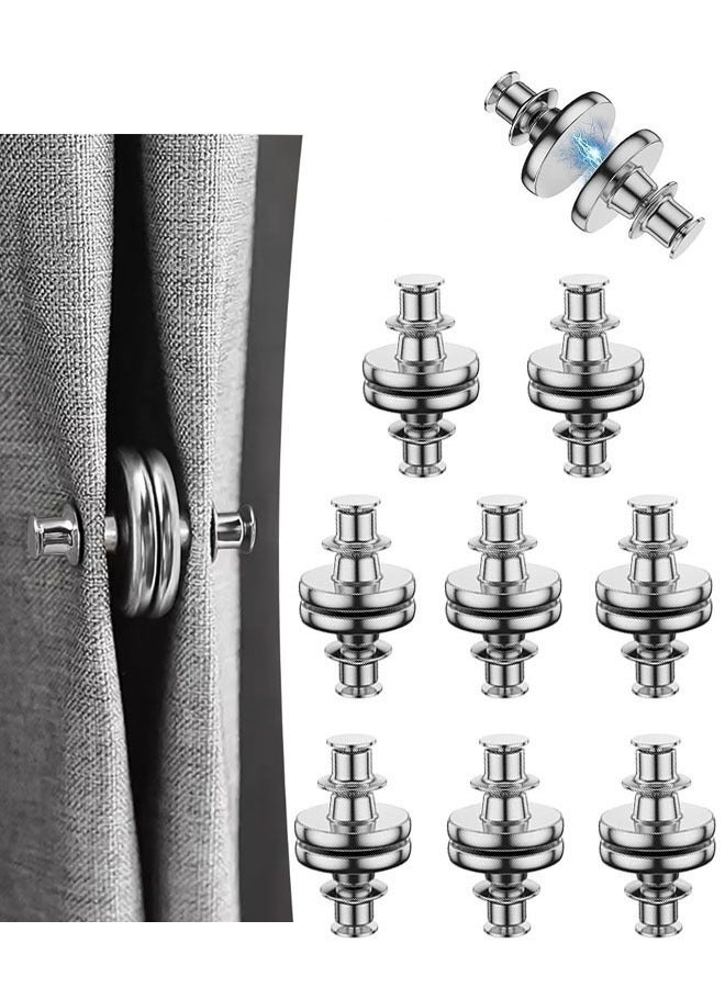 مشابك ستائر مغناطيسية للإغلاق، 8 أزواج مشابك ستائر مغناطيسية، أثقال ستائر مغناطيسية قوية لمنع تسرب الضوء، تحافظ على الستائر مغلقة لستائر ستائر مكتب غرفة النوم المنزلية - Image 1