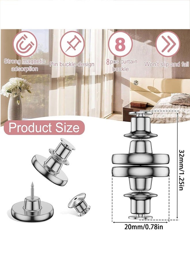 مشابك ستائر مغناطيسية للإغلاق، 8 أزواج مشابك ستائر مغناطيسية، أثقال ستائر مغناطيسية قوية لمنع تسرب الضوء، تحافظ على الستائر مغلقة لستائر ستائر مكتب غرفة النوم المنزلية - Image 2