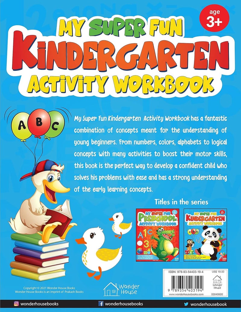 My Super Fun Kindergarten Activity Workbook for Children : Pattern Writing, Colors, Shapes, Numbers 1-10, Early Math, Alphabet, Brain Booster Activities, Following Directions - Image 2