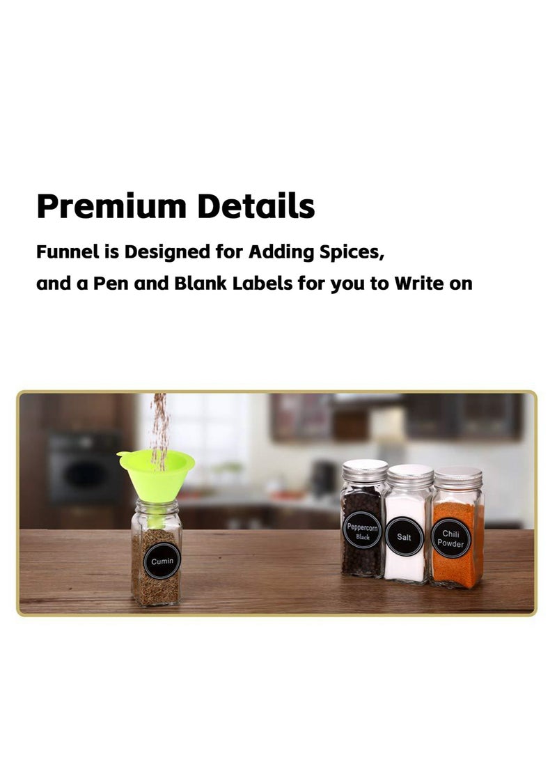 Teuuea 24 PCS Glass Spice Jars with Spice Rack, 3 Tier Seasoning Organizer with Labels Marker Funnel, for Kitchen Cabinet Cupboard, 24*120ML - Image 4