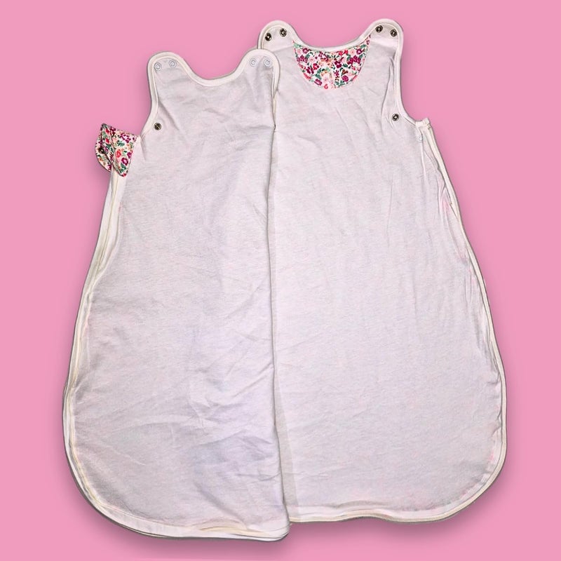 TuddyBuddy Baby Cotton Wearable Quilted Sleeping Bag Blanket 1.5 Tog with 2 Way Zipper Closure | Ideal for Babies & Kids Hypoallergenic Fabrics | (Pink Floral AOP - White, 0-6 Months) - Image 5