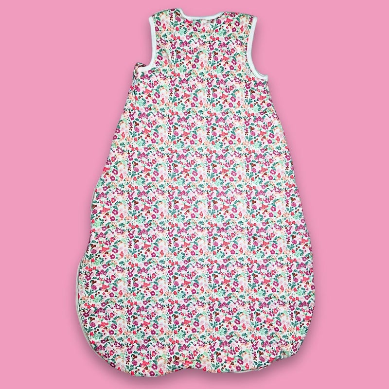 TuddyBuddy Baby Cotton Wearable Quilted Sleeping Bag Blanket 1.5 Tog with 2 Way Zipper Closure | Ideal for Babies & Kids Hypoallergenic Fabrics | (Pink Floral AOP - White, 0-6 Months) - Image 3