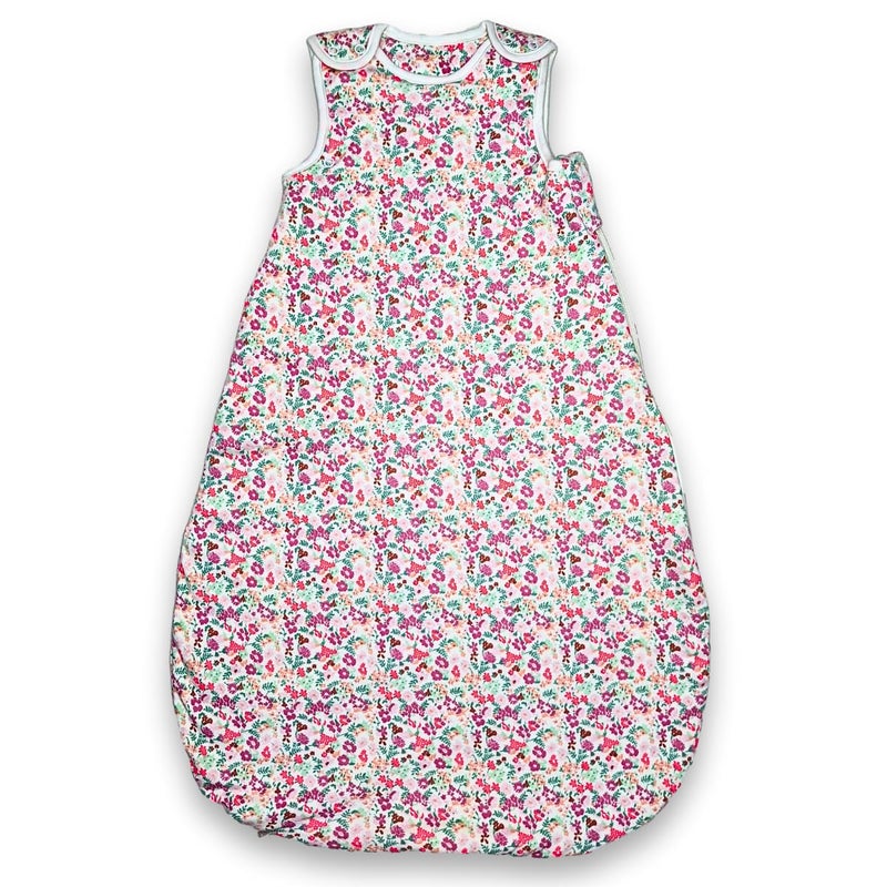 TuddyBuddy Baby Cotton Wearable Quilted Sleeping Bag Blanket 1.5 Tog with 2 Way Zipper Closure | Ideal for Babies & Kids Hypoallergenic Fabrics | (Pink Floral AOP - White, 0-6 Months) - Image 1