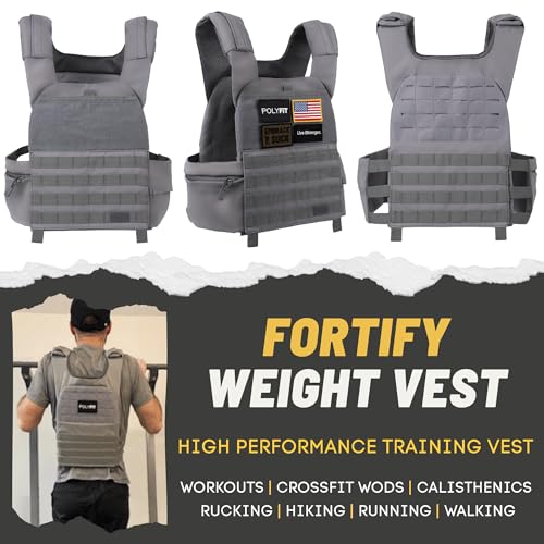Polyfit (Fortify) Weighted Vest for Strength and Endurance Training, Fitness Workouts, Running, WODs - GREY - Image 2