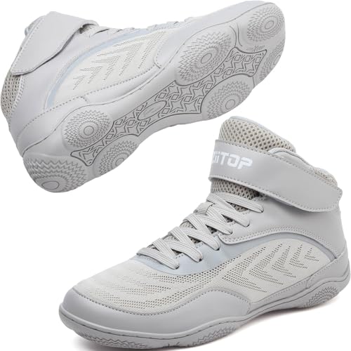ziitop Kids Wrestling Shoes Youth Boys Girls Youth Boxing Shoe Barefoot Hiking Boots Lightweight Breathable Zero Drop Non Slip Grey - Image 1