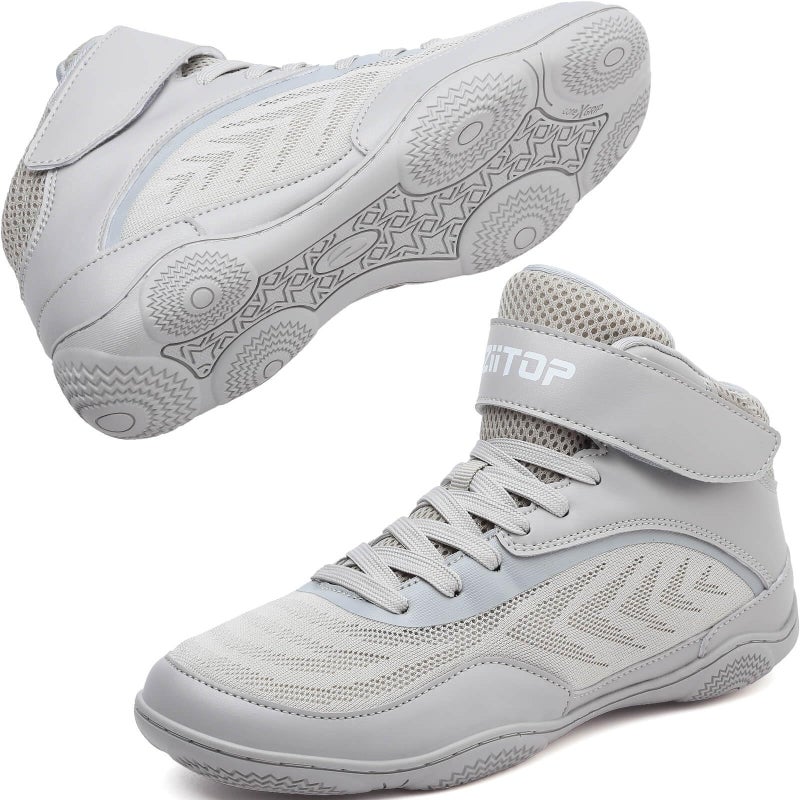 ziitop Kids Wrestling Shoes Youth Boys Girls Youth Boxing Shoe Barefoot Hiking Boots Lightweight Breathable Zero Drop Non Slip Grey - Image 2