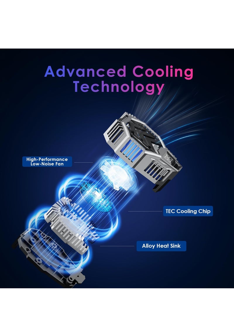 SYOSI Phone Cooler with Temperature Display Advanced Cooling Technology Twin Turbine Cooling Ultra Silent Compatible with 2.67-3.46 inch Smartphones Cell Phone Radiator for Gaming Live Streaming - Image 3