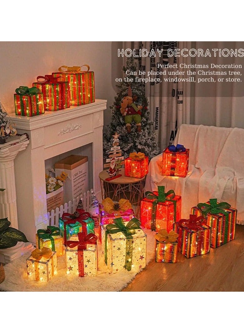 TAPIT Christmas Lighted Gift Boxes Set of 3 Christmas Decorations with Remote & 8 Lighting Modes Light Up Present Boxes Ornament for Christmas Tree Yard Home Decor  (Stars) - Image 3