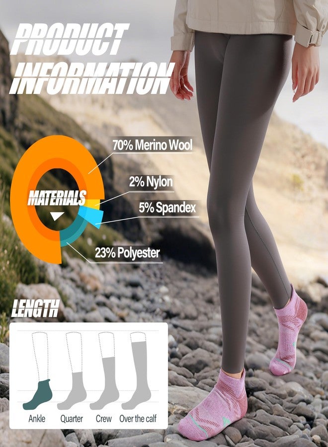 ANTSANG Merino Wool Ankle Hiking Socks Compression Warm Thermal Thick Cushion Winter Running No Show Moisture Wicking Socks Gifts Stocking Stuffers for Women Men 6 Pairs(Light Mixed,M) - Image 5