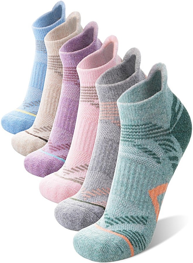 ANTSANG Merino Wool Ankle Hiking Socks Compression Warm Thermal Thick Cushion Winter Running No Show Moisture Wicking Socks Gifts Stocking Stuffers for Women Men 6 Pairs(Light Mixed,M) - Image 1
