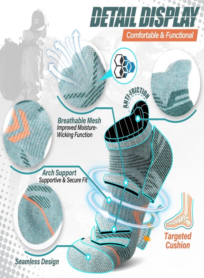 ANTSANG Merino Wool Ankle Hiking Socks Compression Warm Thermal Thick Cushion Winter Running No Show Moisture Wicking Socks Gifts Stocking Stuffers for Women Men 6 Pairs(Light Mixed,M) - Image 4
