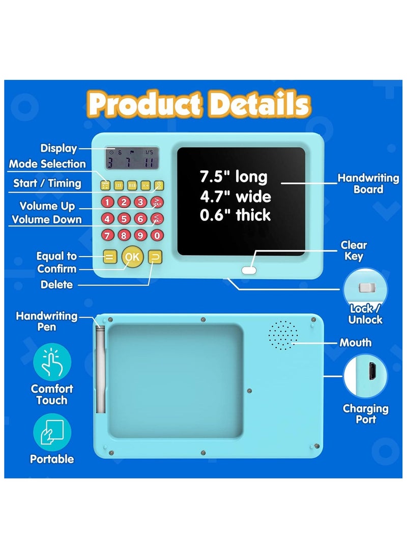 LCD Writing Tablet Toy for Kids Math Games for Kids 6-8, Electronic Math Games Toys for Learning Math, Birthday Gifts for Boys Girls (Blue)  - Image 2