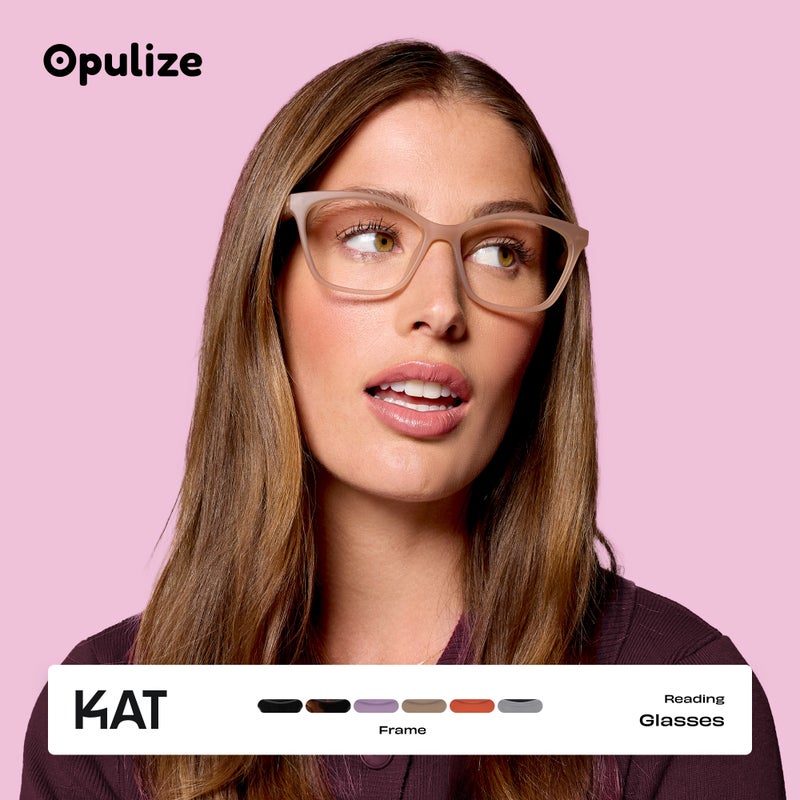 OPULIZE نظارات قراءة KAT للنساء والرجال، إطار على شكل عين قطة مع مفصلات زنبركية، صدفة بني لامع +1.00 (عبوة من 1) - Image 4