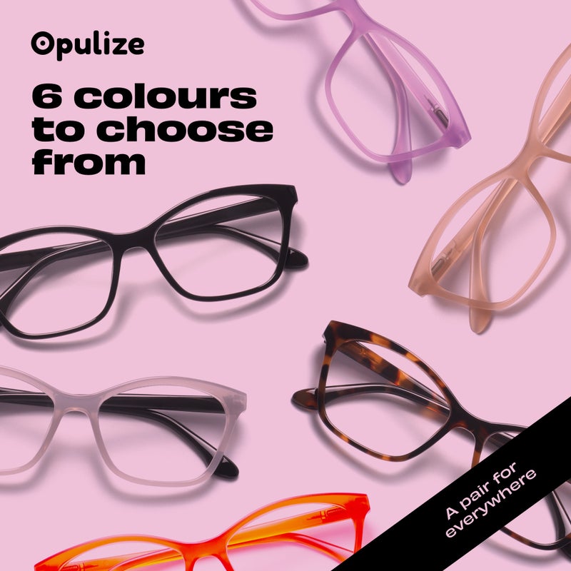 OPULIZE نظارات قراءة KAT للنساء والرجال، إطار على شكل عين قطة مع مفصلات زنبركية، صدفة بني لامع +1.00 (عبوة من 1) - Image 5