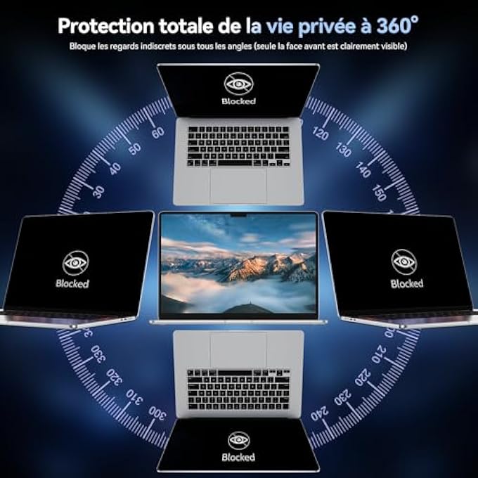 rayihni 360Â° PRIVACY FILTER FOR MACBOOK AIR 13.6 INCHES M4 2025 / M3 2024 / M2 2022, ANTI-SPY FILTER SCREEN PROTECTION, LAPTOP PRIVACY SCREEN FOR MAC MODEL Â€“ A3240 A3113 A2681 - Image 3