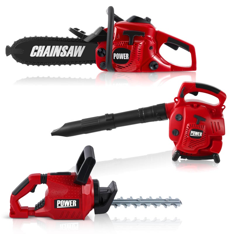Arrowbash 3 Pcs Toy Gardening Tool Set for Kids Toy Leaf Blower Hedge Trimmer Chainsaw Pretend Set with Lights and Sounds Christmas Birthday Gifts for Boys Girls - Image 3