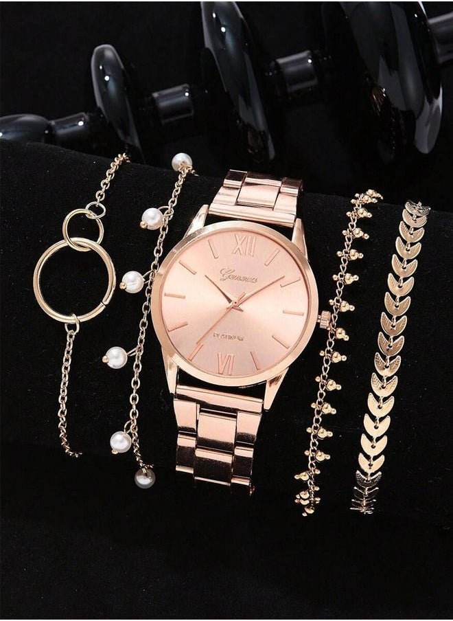 Geneva - Women's Stainless Steel Analog Watch Set - Image 1