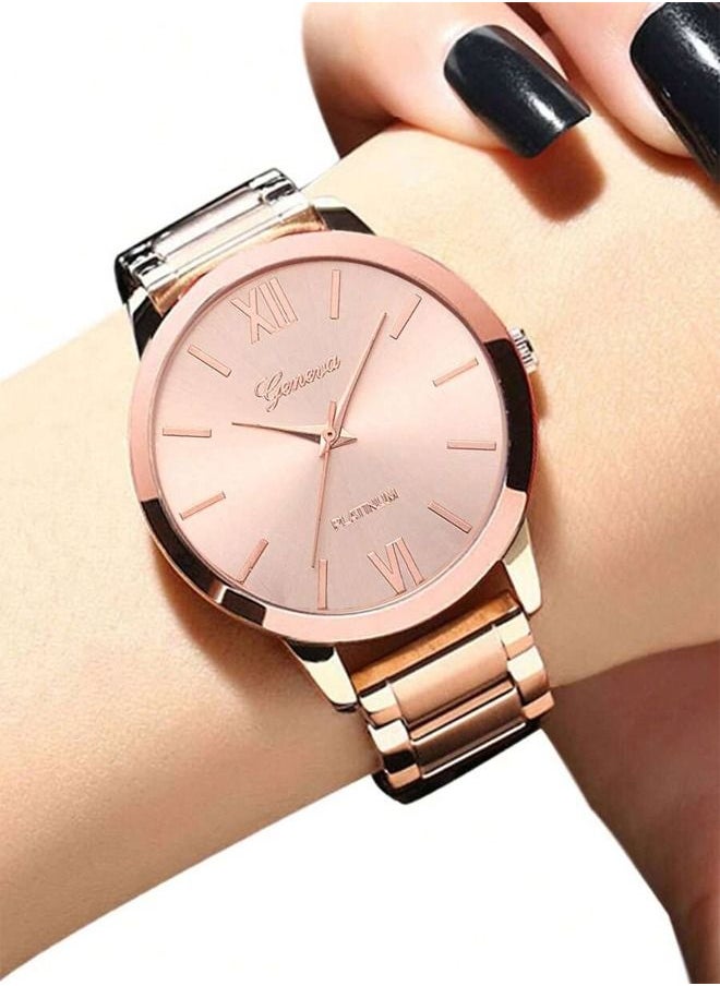 Geneva - Women's Stainless Steel Analog Watch Set - Image 1