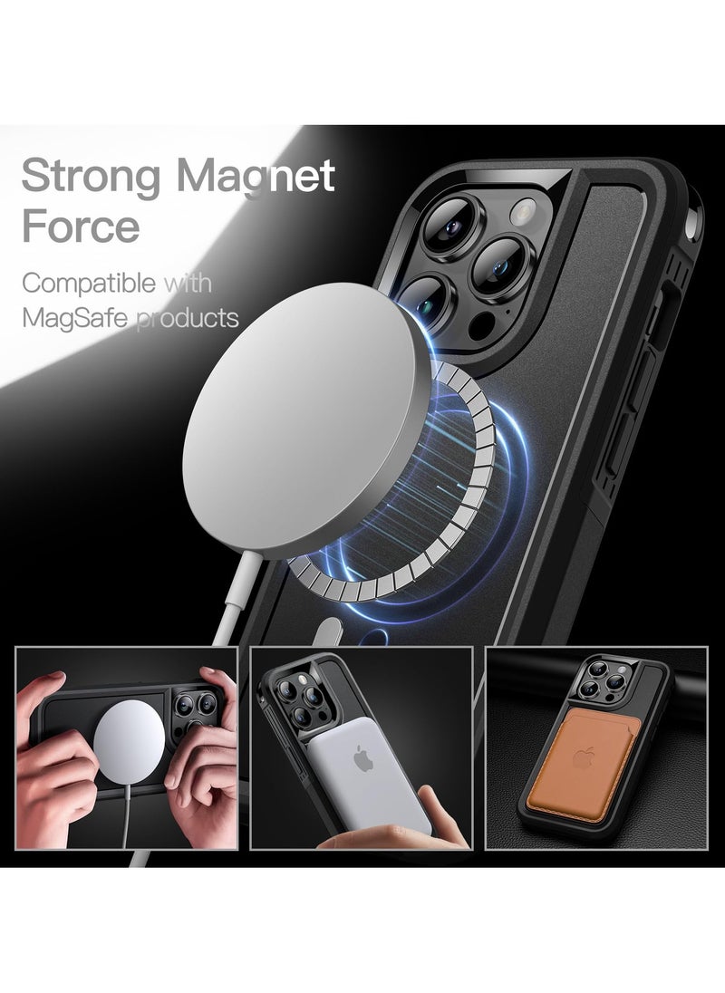كابل كرييشن - حافظة لهاتف iPhone 14 Pro Max مقاس 6.7 بوصة متوافقة مع MagSafe شديدة التحمل بطبقة مزدوجة حماية قوية مضادة للصدمات وغطاء مغناطيسي متين للهاتف أسود - Image 1