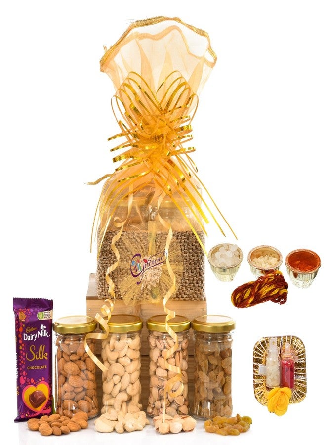 Giftrend Dry Fruits Gift Hamper with Bhaidooj Tilak Kit and Chocolates - Perfect for Brother - Image 1